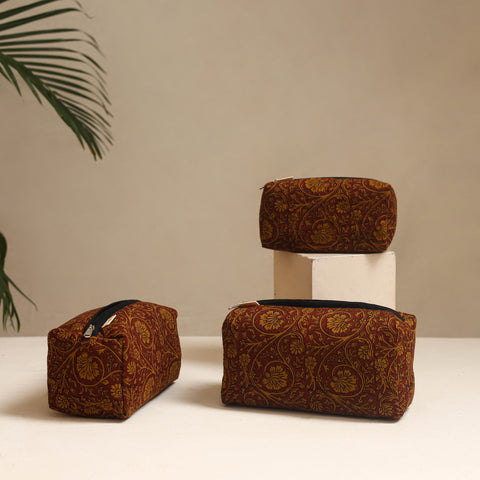 Brown - handmade cotton toiletry bags (set of 3) 29