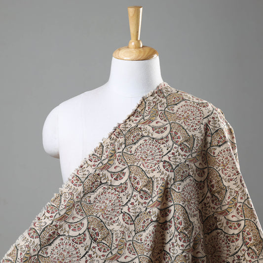 Brown - Pedana Kalamkari Hand Block Printed Cotton Fabric