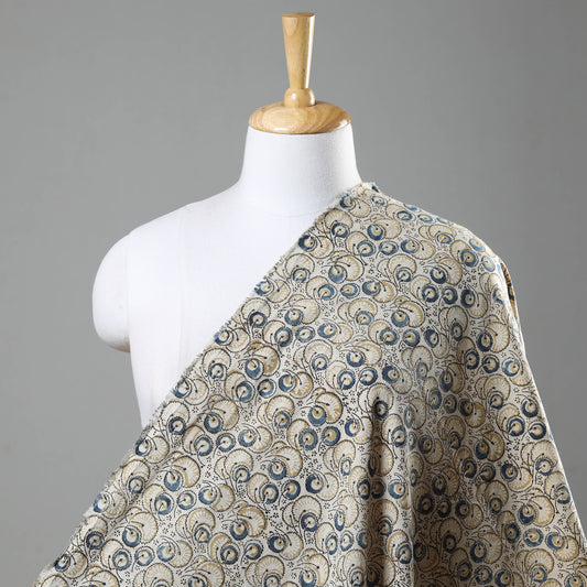 Beige - Pedana Kalamkari Hand Block Printed Cotton Fabric
