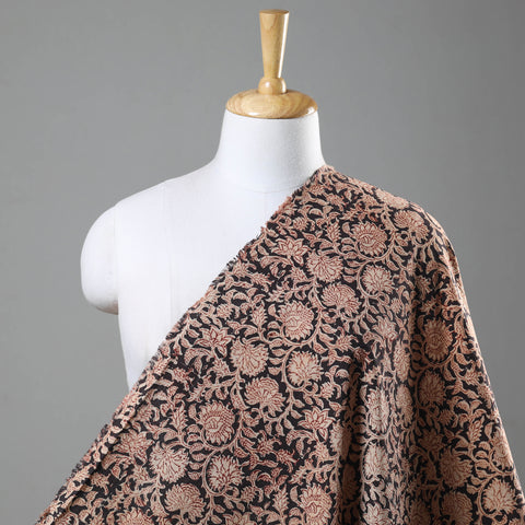 Black - Pedana Kalamkari Hand Block Printed Cotton Fabric