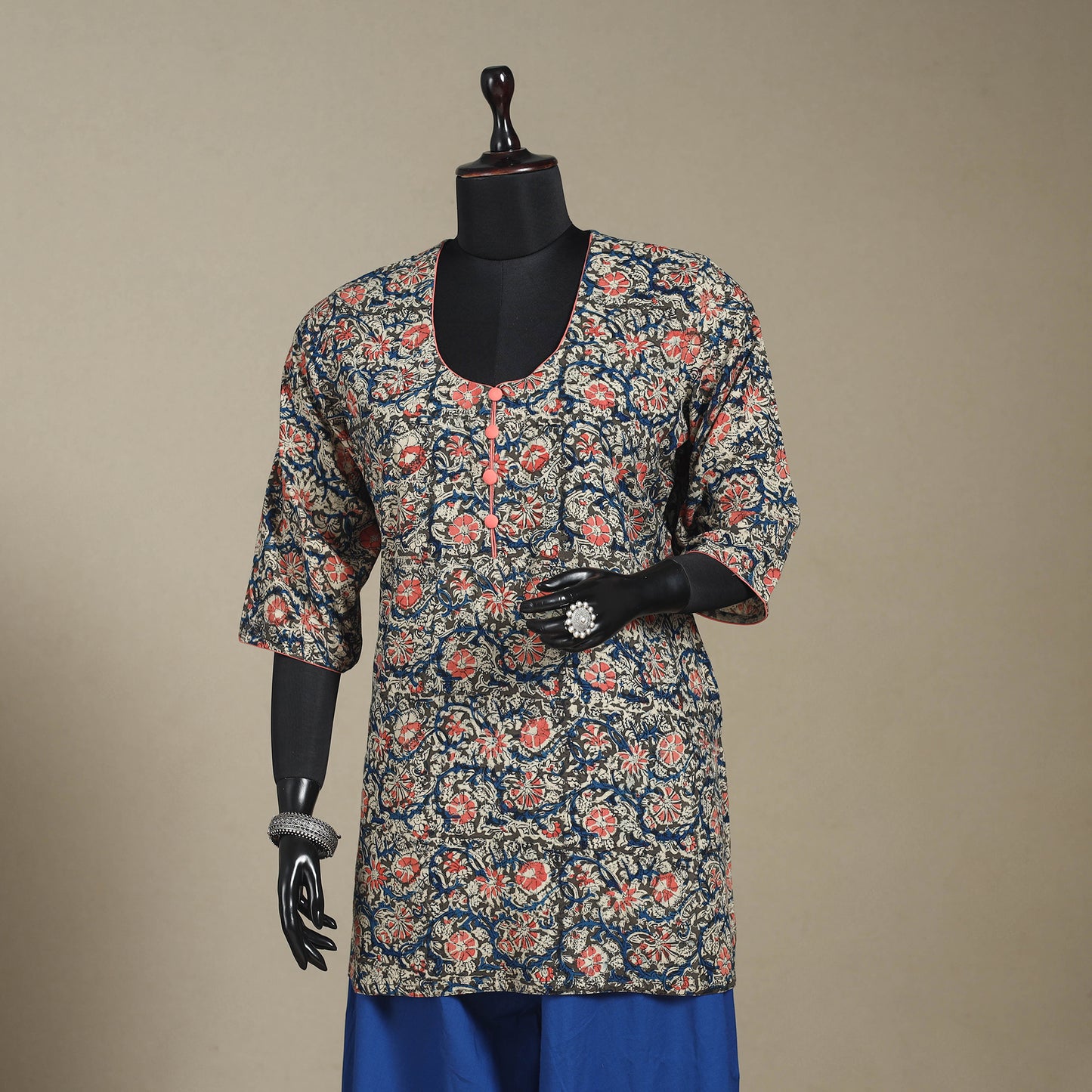 Multicolor - pedana natural dyed cotton short kalamkari