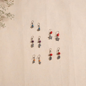 Multicolor - handmade german silver bead work earrings (set