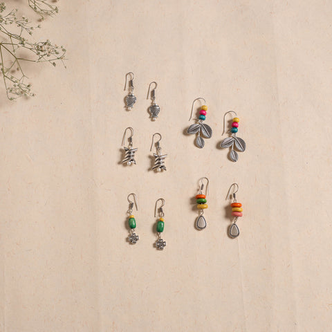 Multicolor - handmade german silver bead work earrings (set