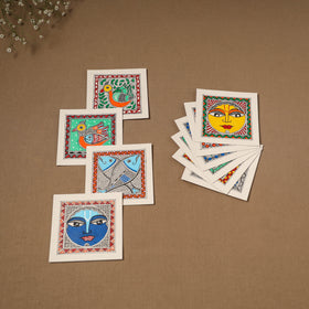 Multicolor - Madhubani Handpainted Wall Decor Cards (Set of 10) 05