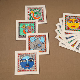 Multicolor - Madhubani Handpainted Wall Decor Cards (Set of 10) 05