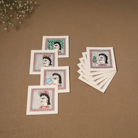 Multicolor - Madhubani Handpainted Wall Decor Cards (Set of 10) 09
