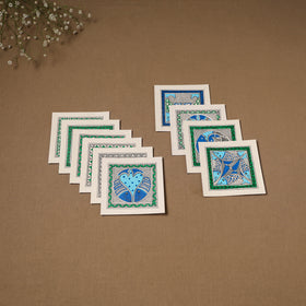 Multicolor - Blue - Madhubani Handpainted Wall Decor Cards (Set of 10) 10
