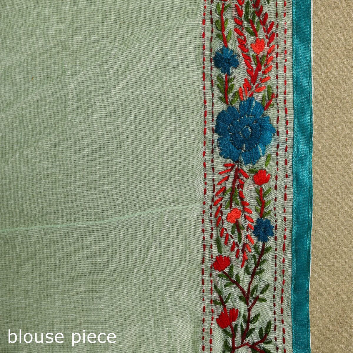 Green - Chanderi Silk Hand Embroidery Phulkari Saree 10