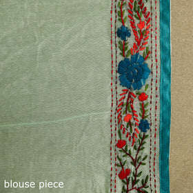 Green - Chanderi Silk Hand Embroidery Phulkari Saree 10
