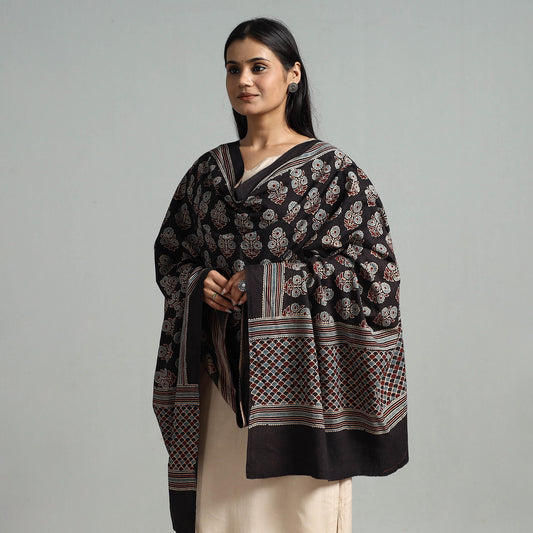 Ajrakh Hand Block Printed Natural Dyed Cotton Dupatta 07