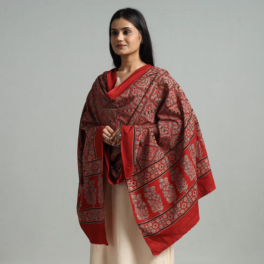 Ajrakh Hand Block Printed Natural Dyed Cotton Dupatta 11