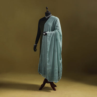 Green - kota doria cotton hand embroidered lucknowi