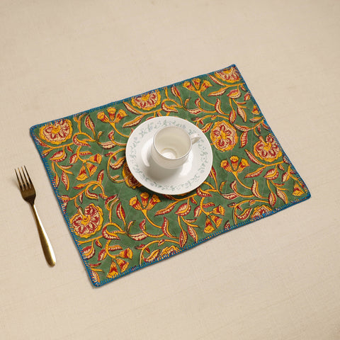 Hand Embroidered Floral Cotton Reversible Table Mat 60