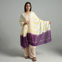 Yellow - Shibori Tie-Dye Handloom Chanderi Silk Dupatta with Zari Border 45