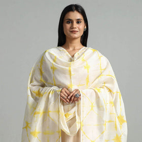 Yellow - shibori tie-dye handloom chanderi silk dupatta