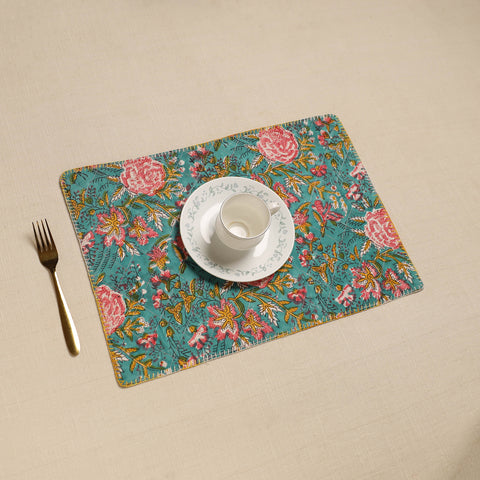 Hand Embroidered Floral Cotton Reversible Table Mat 63