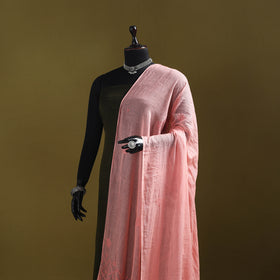 Peach - kota doria cotton hand embroidered lucknowi