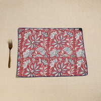 Black - Hand Embroidered Floral Cotton Reversible Table Mat 70