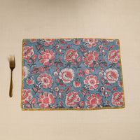 Red - Hand Embroidered Floral Cotton Reversible Table Mat 71