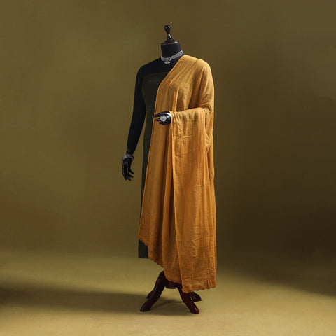 Yellow - kota doria cotton hand embroidered lucknowi