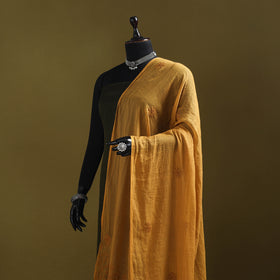 Yellow - kota doria cotton hand embroidered lucknowi