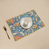 Blue - Hand Embroidered Floral Cotton Reversible Table Mat 74