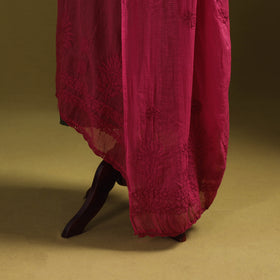 Pink - kota doria cotton hand embroidered lucknowi