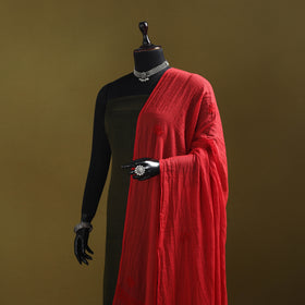 Red - kota doria cotton hand embroidered lucknowi