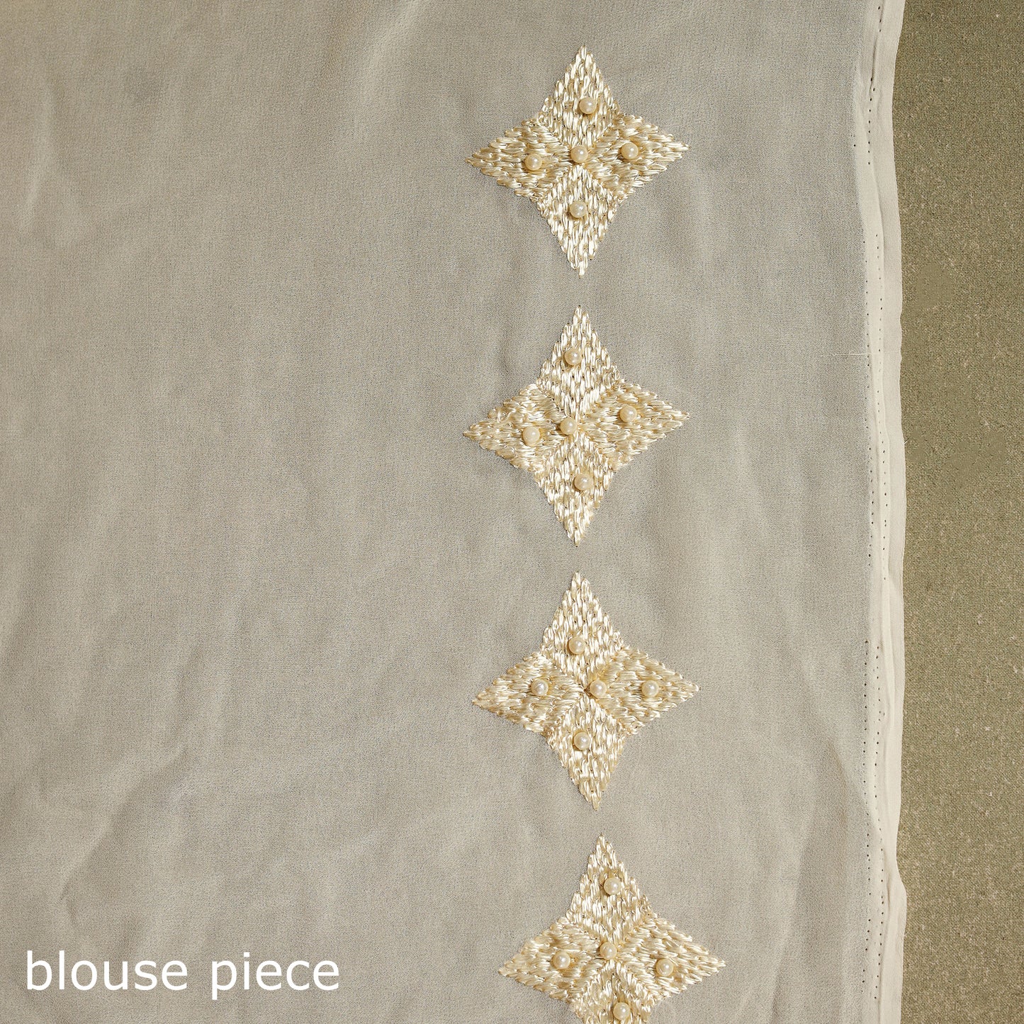 Beige - georgette embroidery phulkari saree 05 - handcrafted