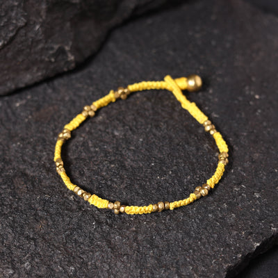 Yellow - odisha dokra threadwork tribal anklet 02