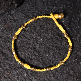 Yellow - odisha dokra threadwork tribal anklet 02