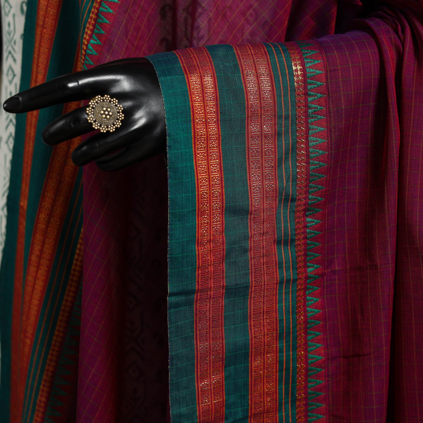 Purple - dharwad cotton dupatta with zari border 01