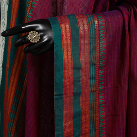 Purple - dharwad cotton dupatta with zari border 01