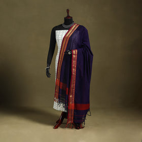 Blue - dharwad cotton dupatta with zari border 02