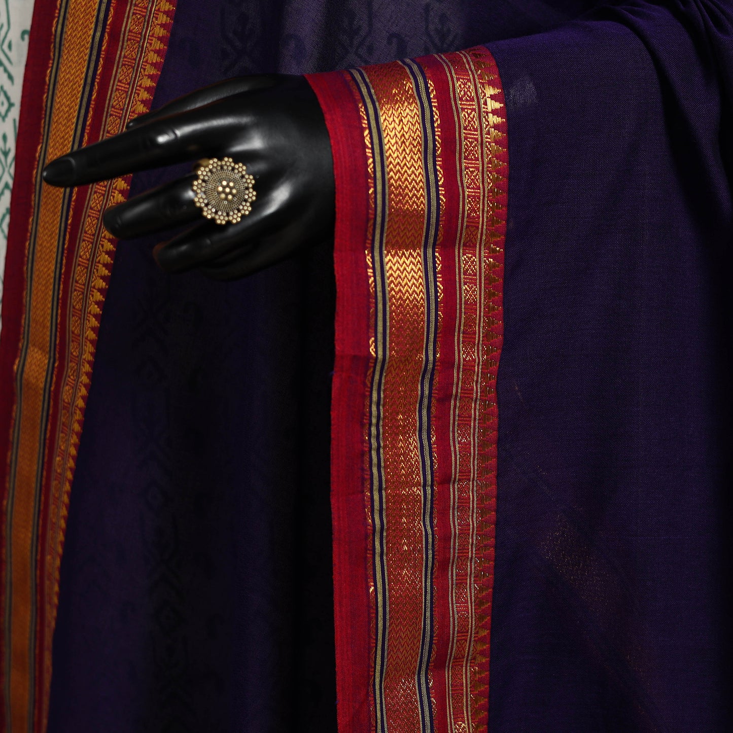 Blue - dharwad cotton dupatta with zari border 02