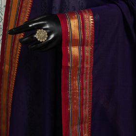 Blue - dharwad cotton dupatta with zari border 02