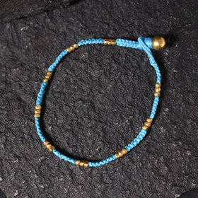 Blue - odisha dokra threadwork tribal anklet 09