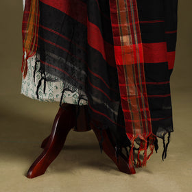 Black - dharwad cotton dupatta with zari border 06