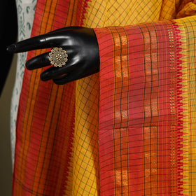 Yellow - dharwad cotton dupatta with zari border 08