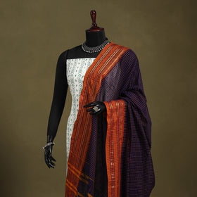 Purple - dharwad cotton dupatta with zari border 09