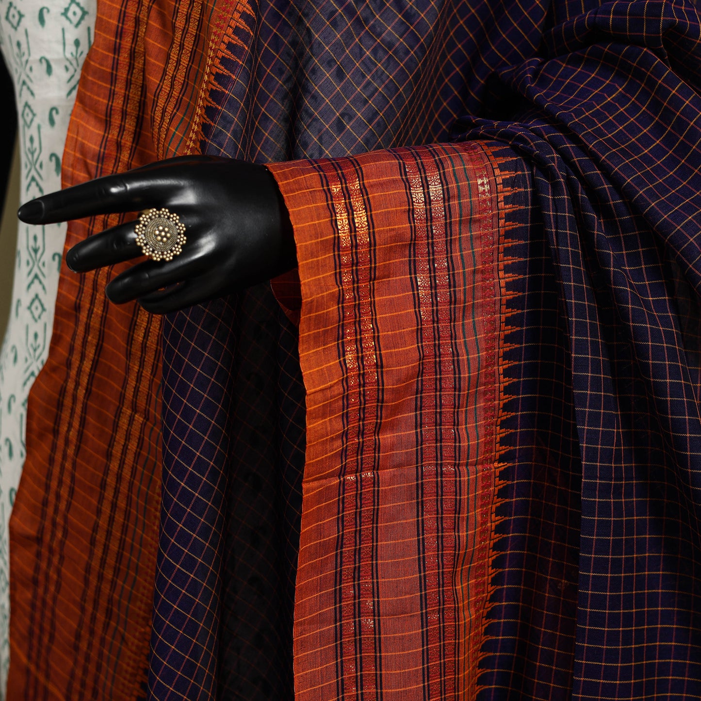 Purple - dharwad cotton dupatta with zari border 09