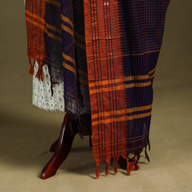 Purple - dharwad cotton dupatta with zari border 09