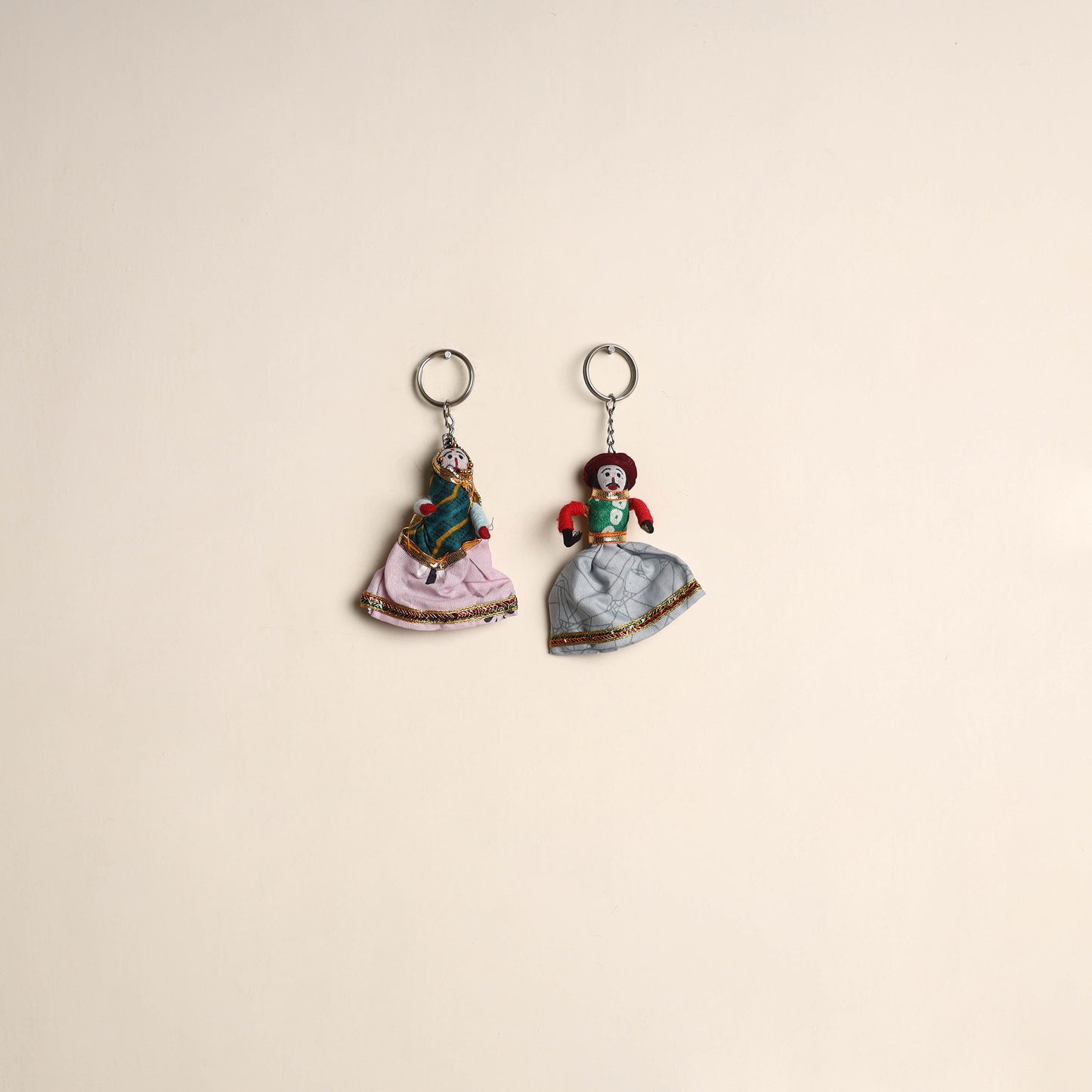 Multicolor - Rajasthani Puppet Couple Handmade Keychain (Set of 2) 02