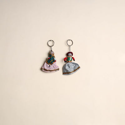 Multicolor - Rajasthani Puppet Couple Handmade Keychain (Set of 2) 02