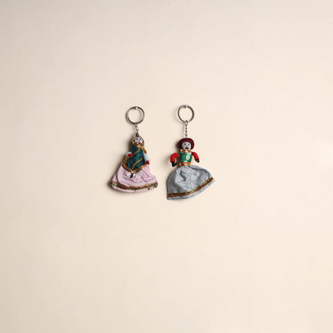 Multicolor - Rajasthani Puppet Couple Handmade Keychain (Set of 2) 02
