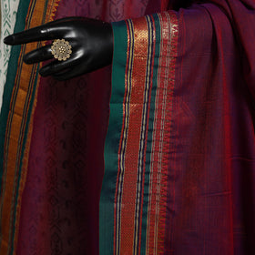 Purple - dharwad cotton dupatta with zari border 11