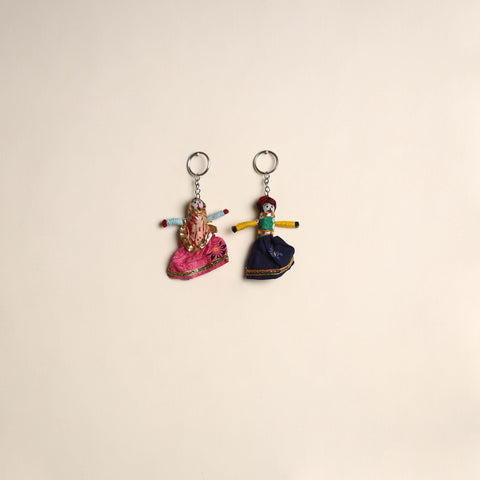 Multicolor - Rajasthani Puppet Couple Handmade Keychain (Set of 2) 03