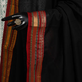 Black - dharwad cotton dupatta with zari border 12