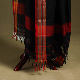 Black - dharwad cotton dupatta with zari border 12