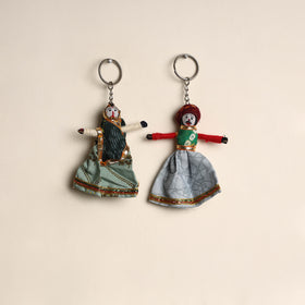 Multicolor - Rajasthani Puppet Couple Handmade Keychain (Set of 2) 05